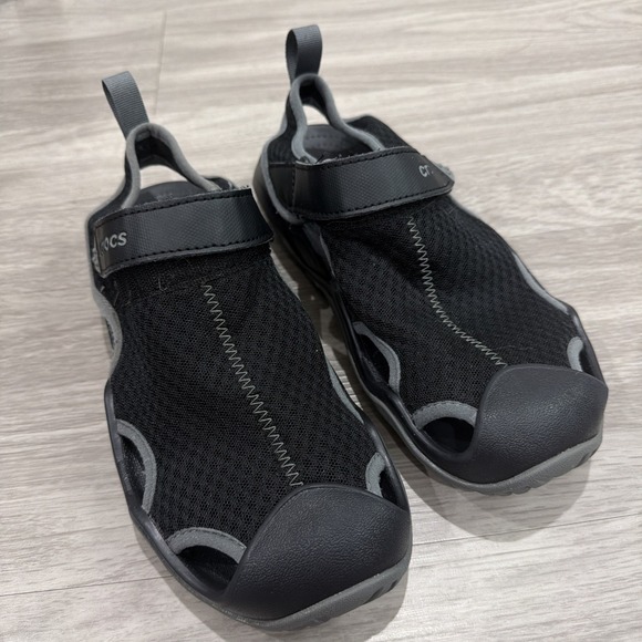 CROCS Other - Crocs Swiftwater Mesh Deck Sandals Men's Size 8 Women's Size 10 Black Gray